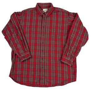 L.L.Bean XL Tall Red Tartan Plaid Flannel Shirt 100% Cotton Long Sleeve Outdoors